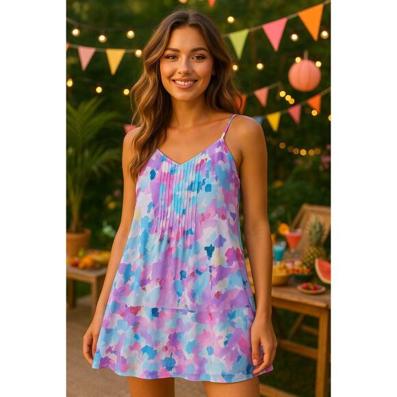 Sanctuary Dresses & Skirts - Sanctuary Multicolor Abstract Pleated Cami Mini Dress – Size XS